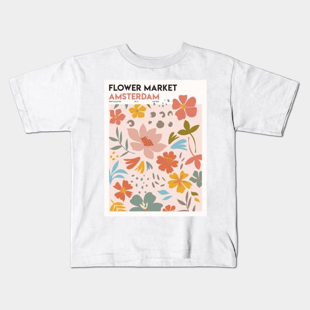 Flower Market Amsterdam Print Collection Kids T-Shirt by VanillaArt